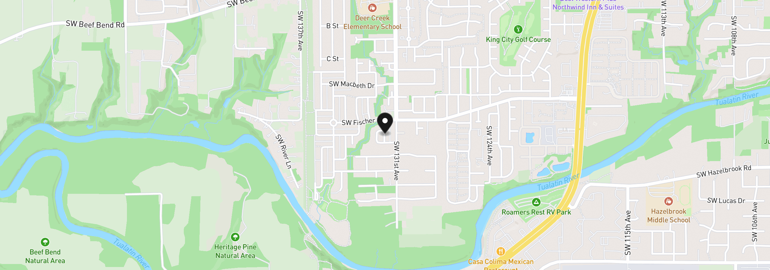 Map showing the location of 17102 SW 132nd Ter, Portland, OR 97224