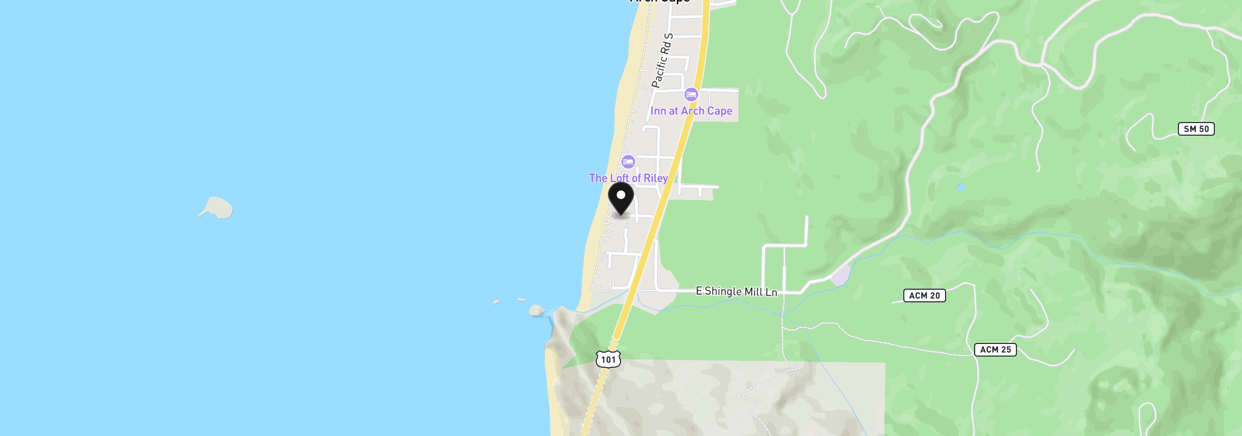 Map showing the location of 31874 Maxwell Ln, Arch Cape, OR 97102