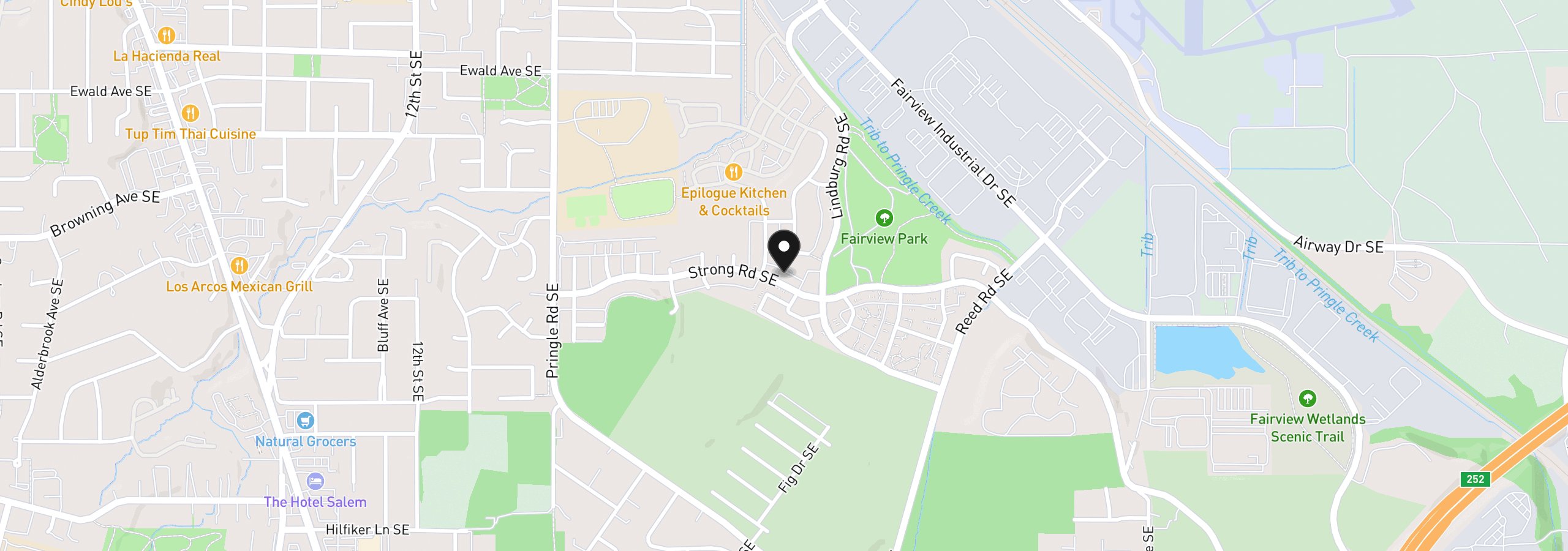 Map showing the location of 4039 Village Center Dr SE, Salem, OR 97302