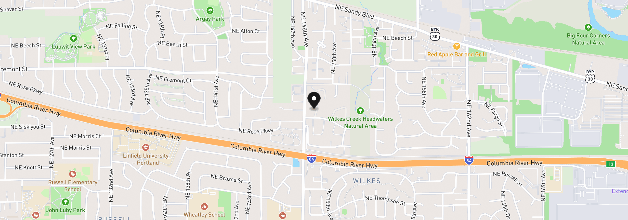 Map showing the location of 3007 NE 149th Ave, Portland, OR 97230