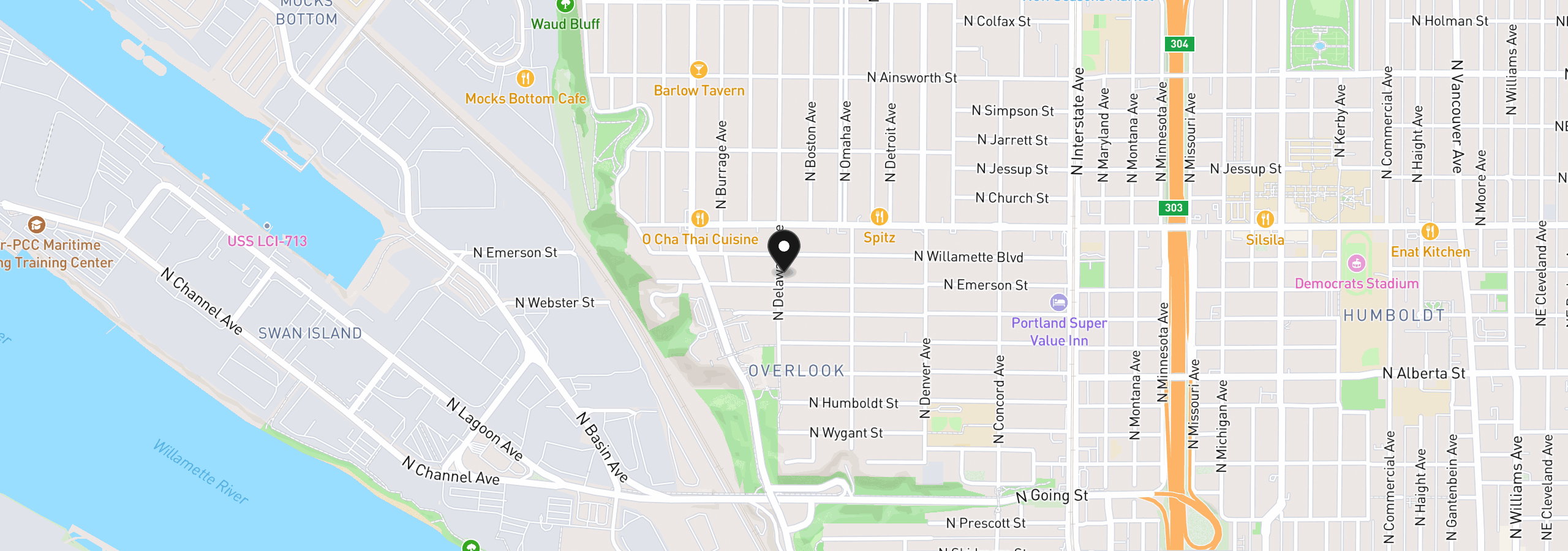 Map showing the location of 2433 N Emerson St, Portland, OR 97217