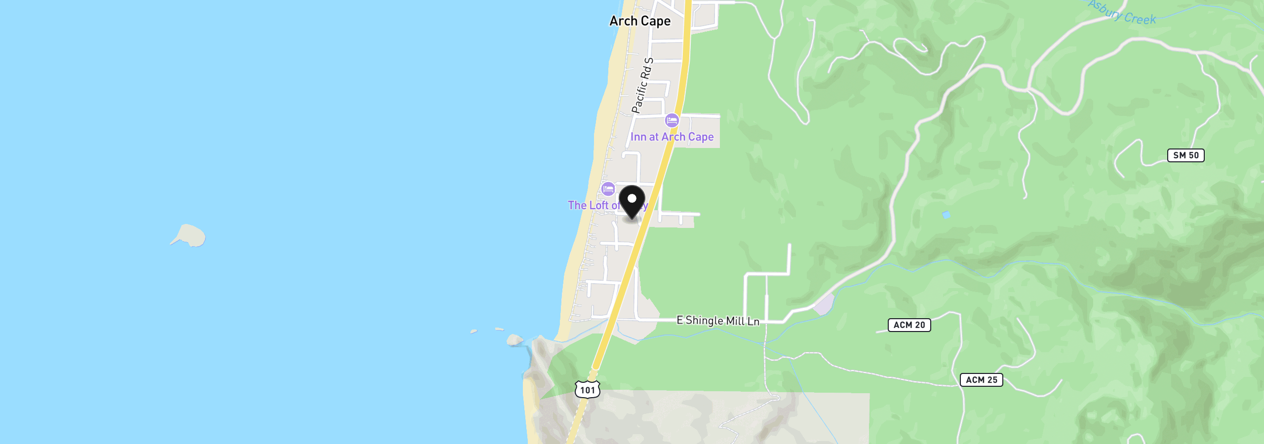 Map showing the location of 79902 W Beach Rd, Arch Cape, OR 97102