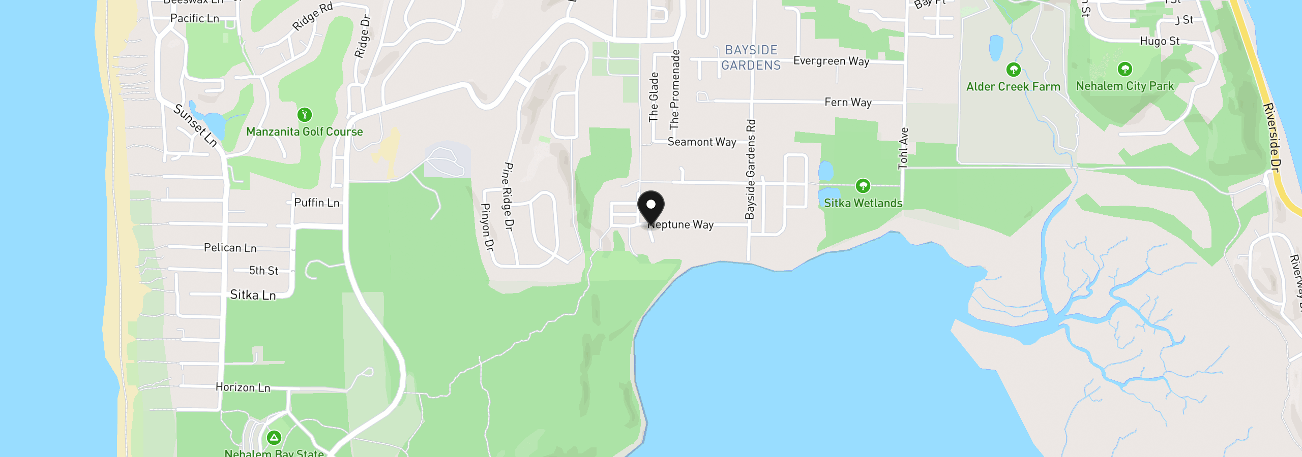 Map showing the location of 34725 Neptune Ct, Nehalem, OR 97131