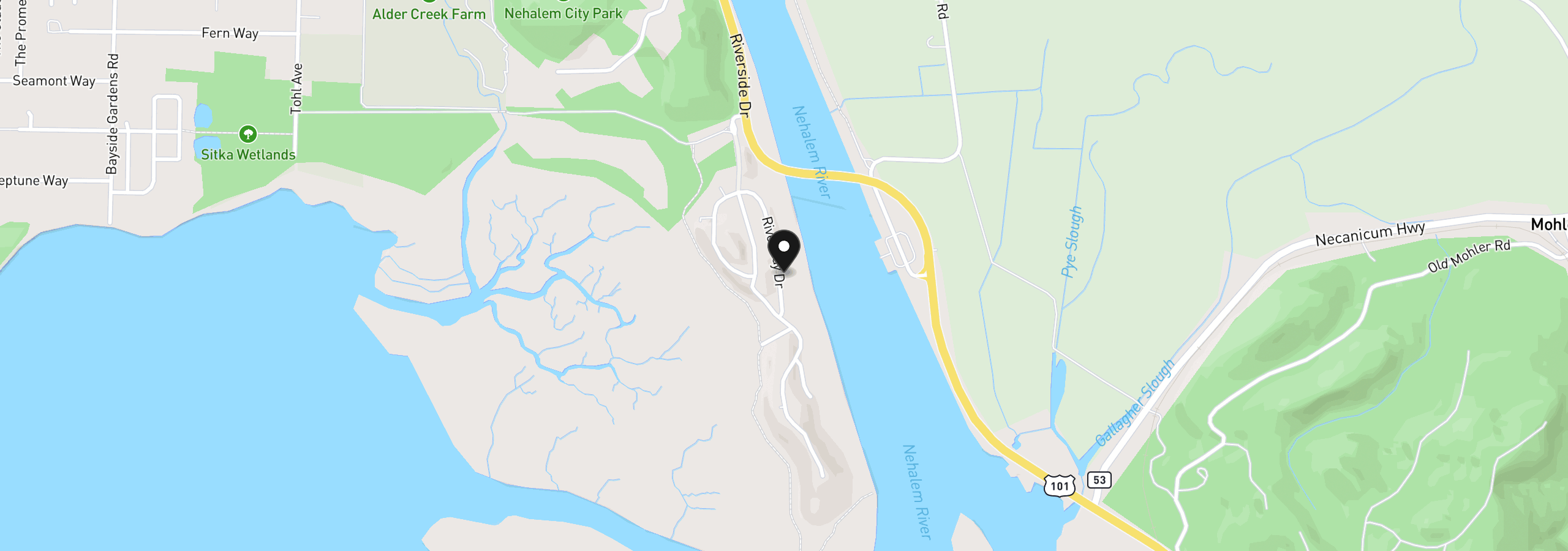 Map showing the location of 34655 Riverway Dr, Nehalem, OR 97131
