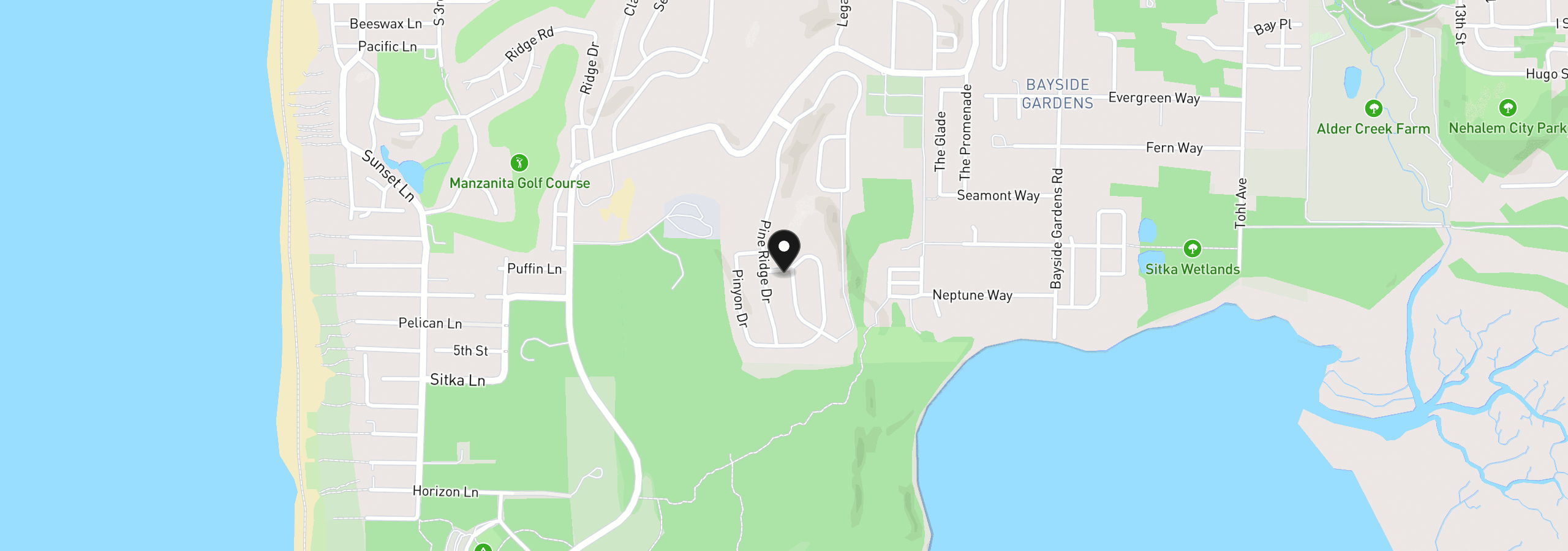 Map showing the location of Lot 161 Shorepine Ln, Manzanita, OR 97130