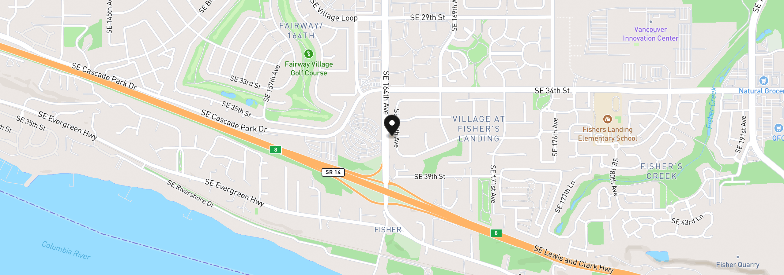 Map showing the location of 3612 SE 165th Ave, Vancouver, Wa 98683
