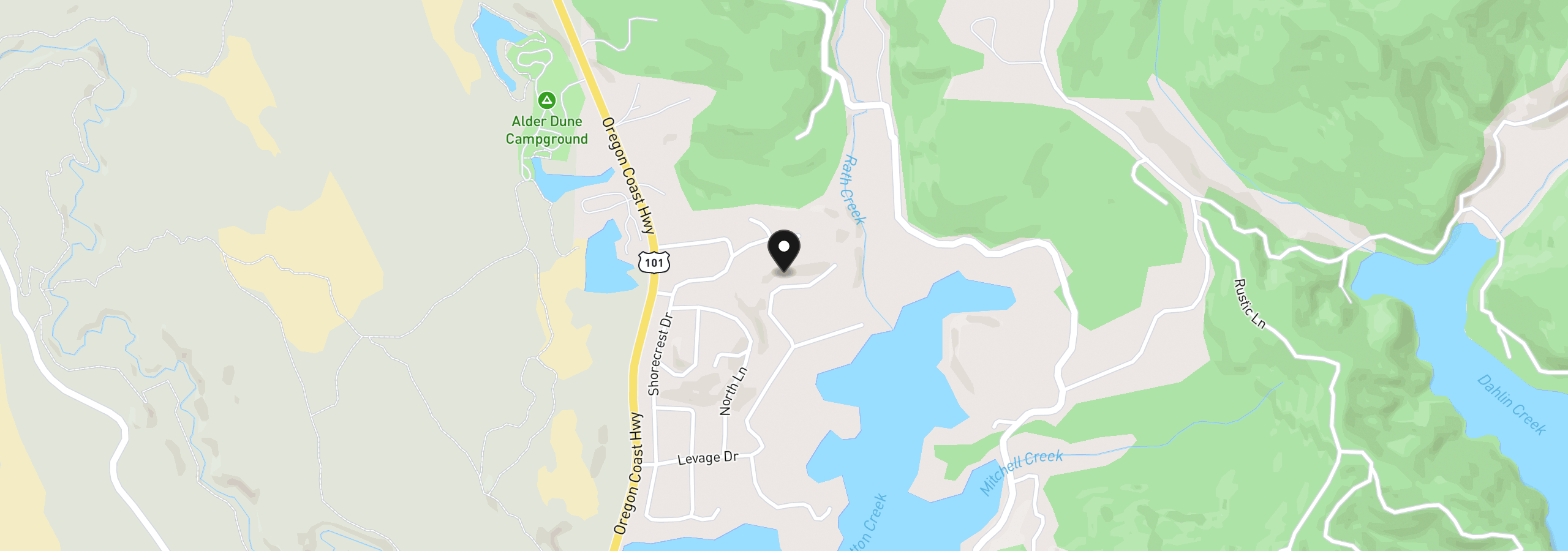 Map showing the location of Levage Dr 05600, Florence, OR 97439