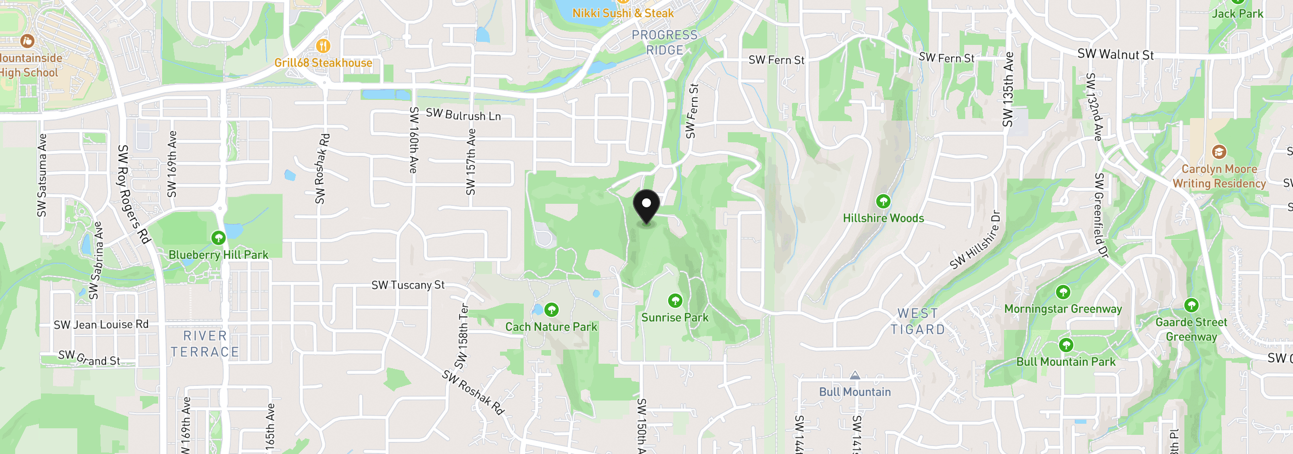 Map showing the location of 0 Sunrise Menlor, Tigard, OR 97224