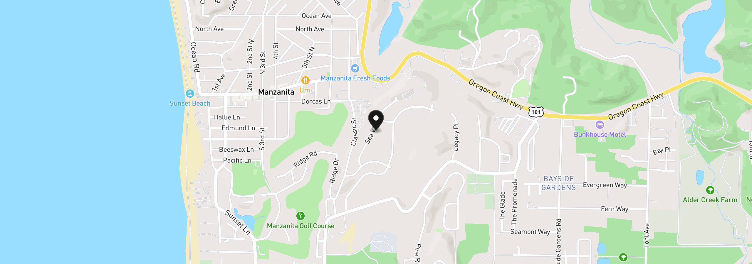 Map showing the location of 518 Sea View Dr, Manzanita, OR 97130