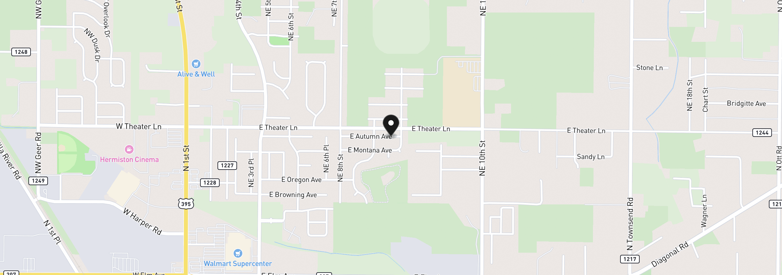 Map showing the location of 856 E Autumn Ave, Hermiston, OR 97838