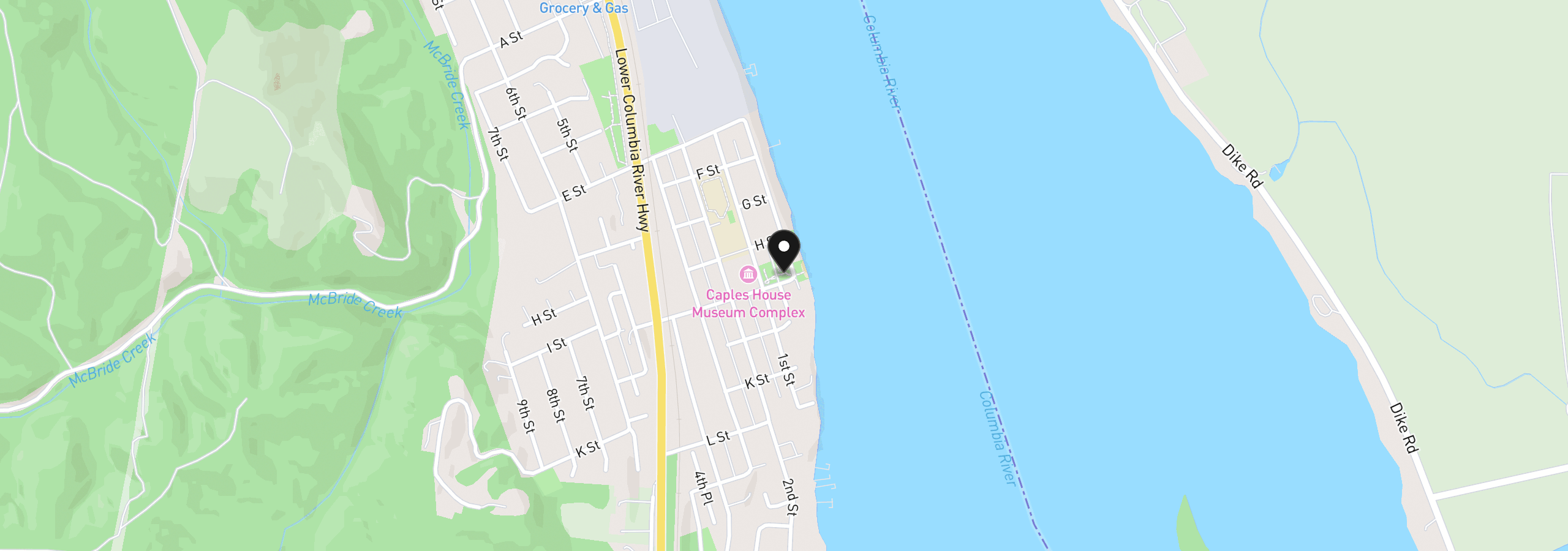 Map showing the location of I St, Columbia City, OR 97018