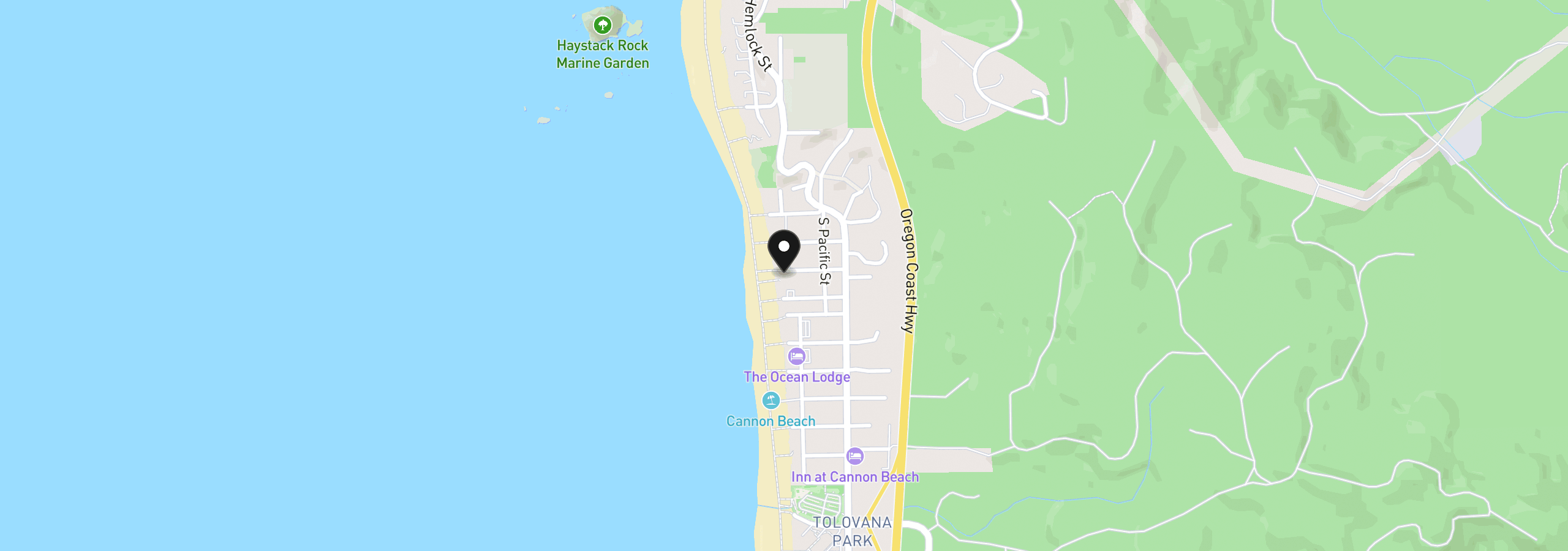Map showing the location of 287 W Tanana Ave, Cannon Beach, OR 97110