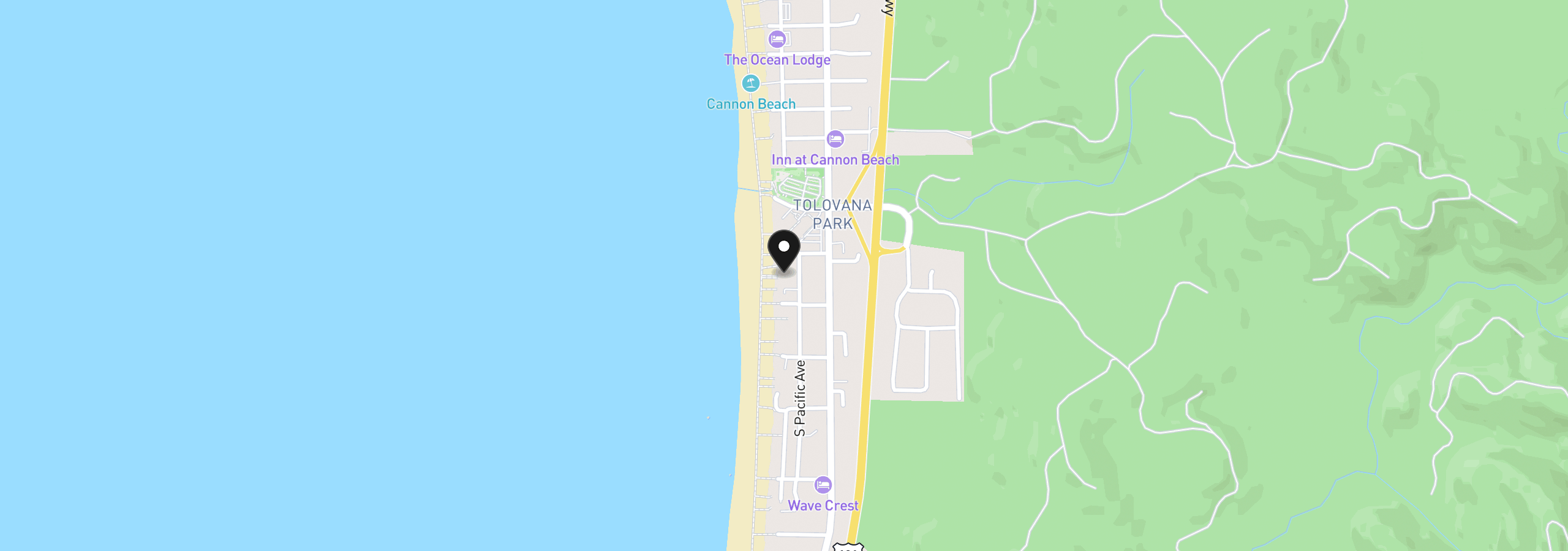 Map showing the location of 3530 S Pacific St, Cannon Beach, OR 97110