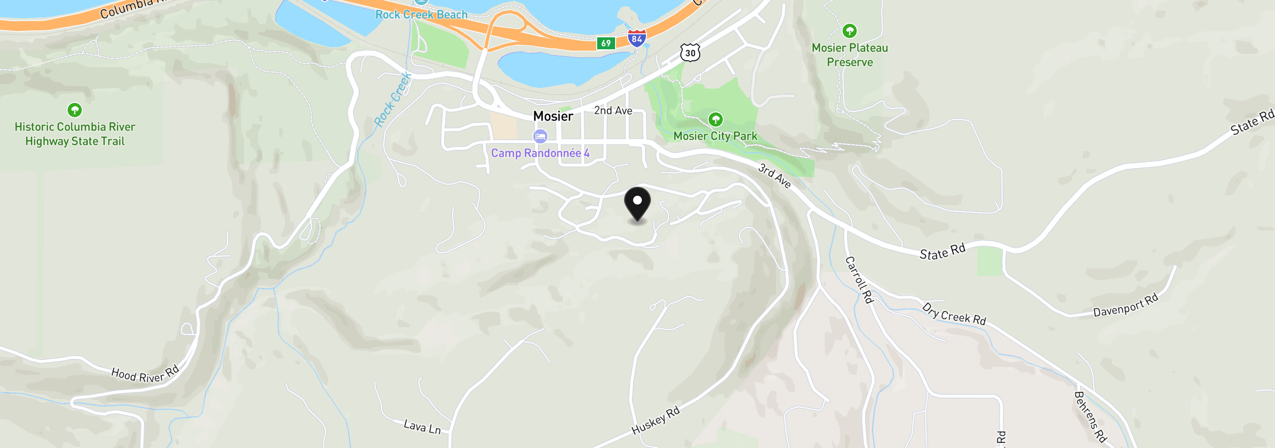 Map showing the location of Coyote Ct 47, Mosier, OR 97040