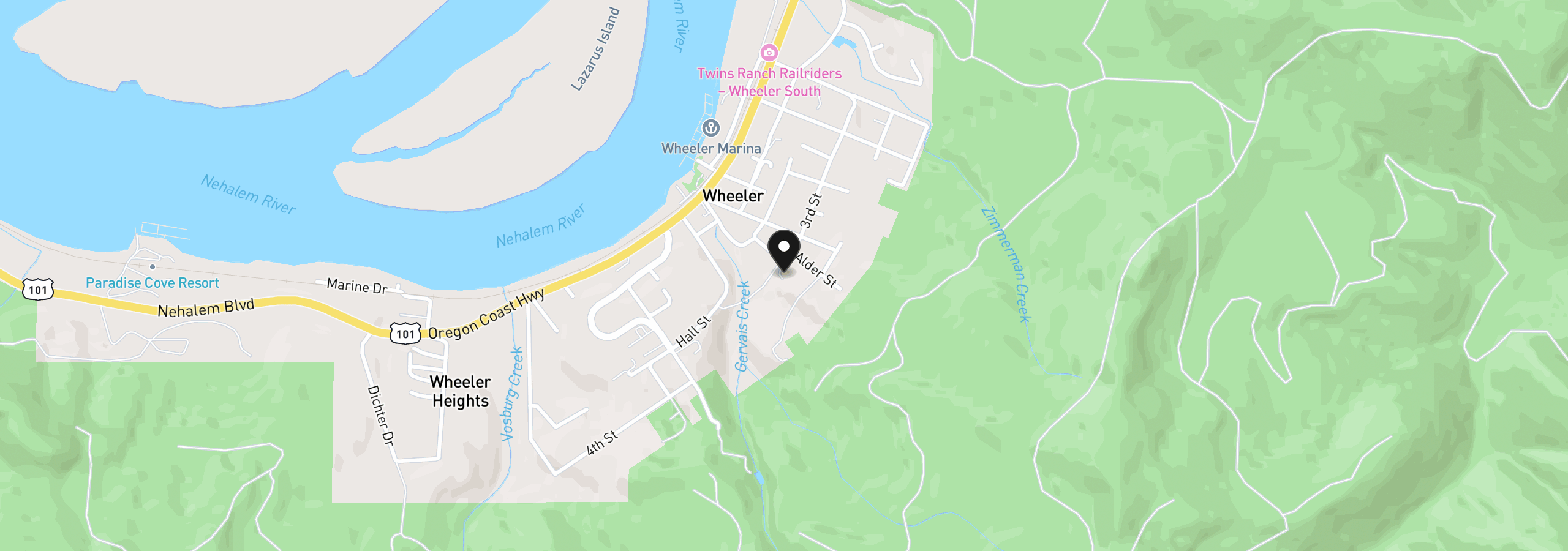 Map showing the location of 567 3rd St, Wheeler, OR 97147