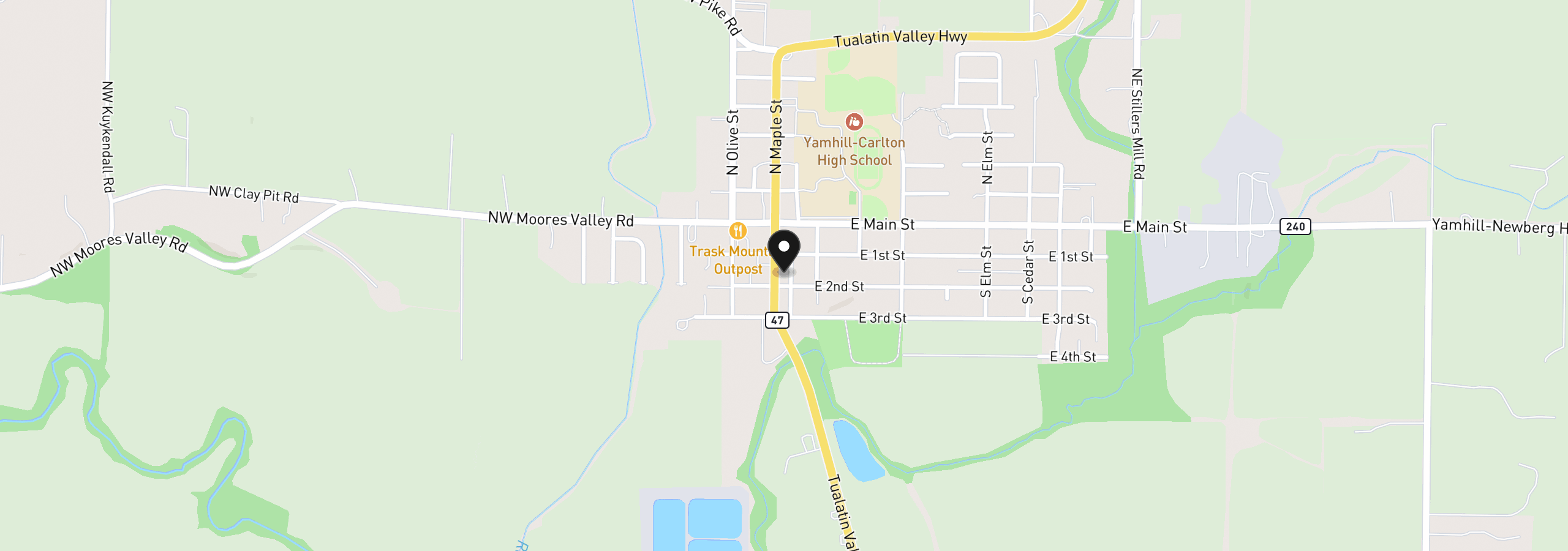 Map showing the location of 265 S Maple St, Yamhill, OR 97148