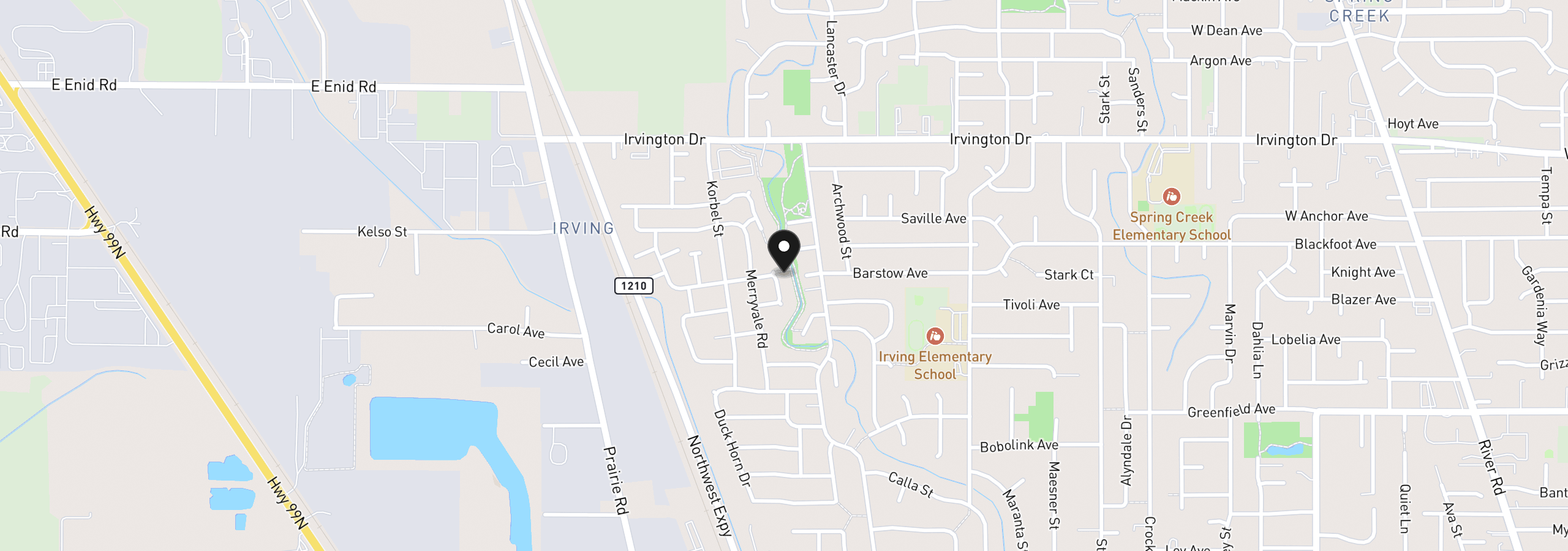 Map showing the location of 3365 Goose Cross Ln, Eugene, OR 97404