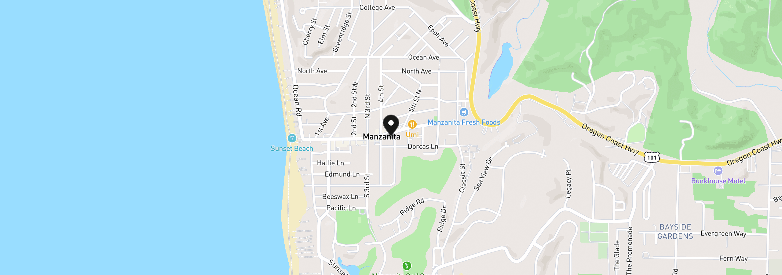 Map showing the location of Laneda at 4th Place, Manzanita, OR 97130