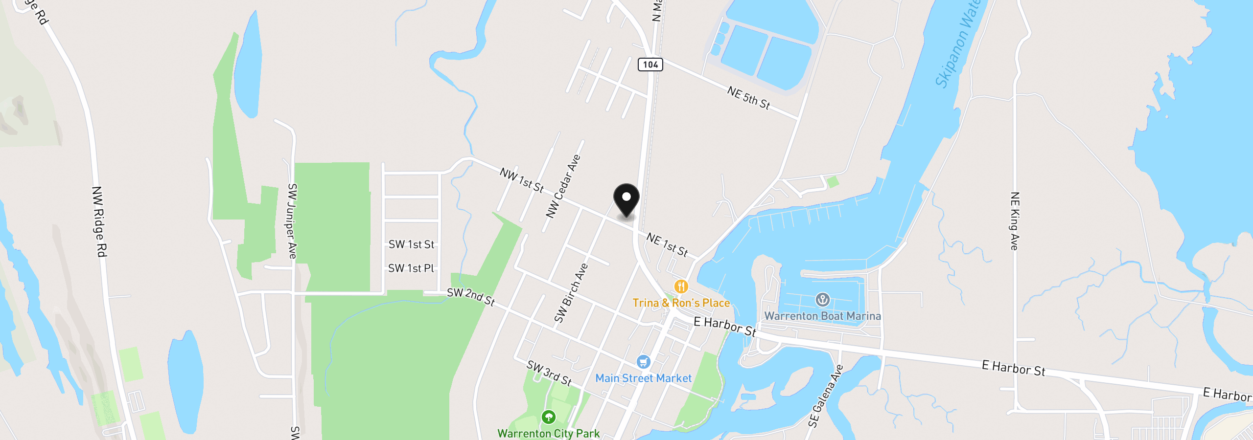 Map showing the location of 165 NW 1st St, Warrenton, OR 97146