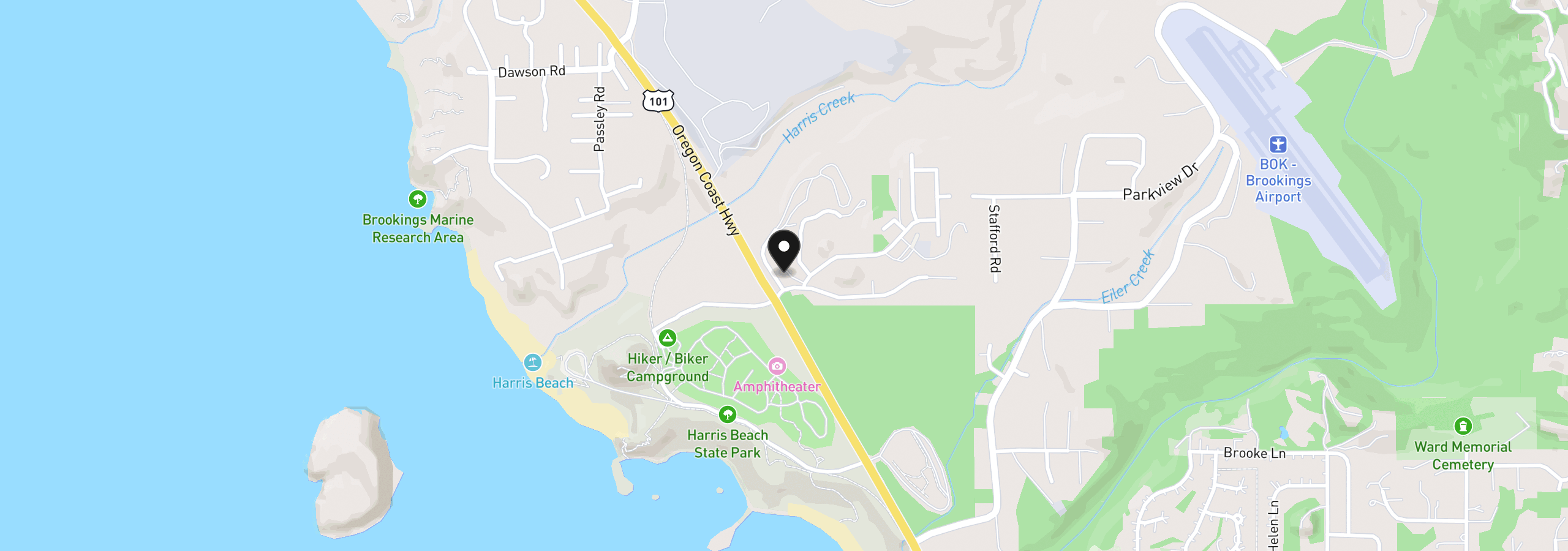 Map showing the location of 1538 Seacrest Ln, Brookings, OR 97415