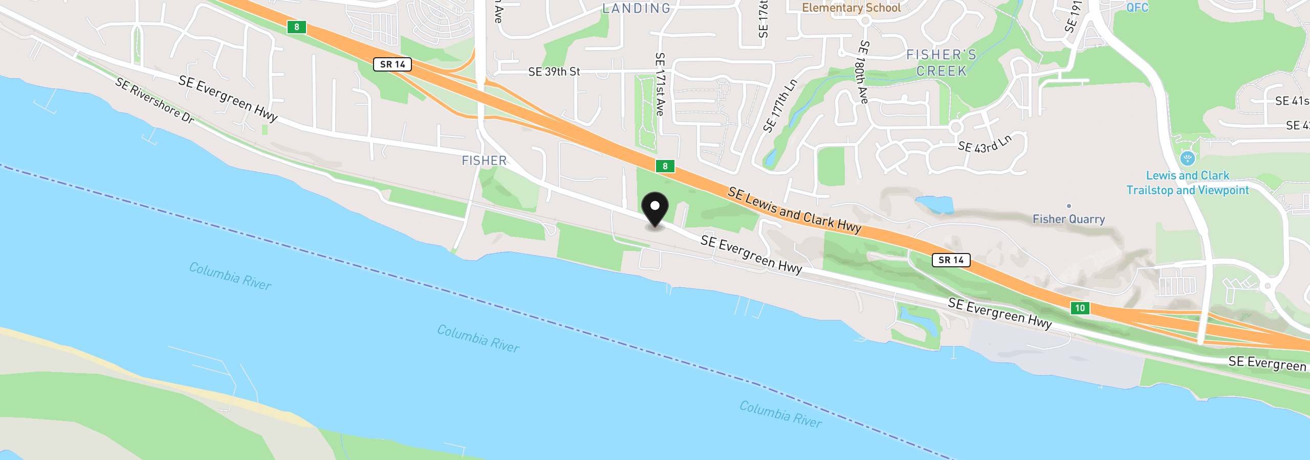 Map showing the location of 17005 SE Evergreen Hwy, Vancouver, Wa 98683