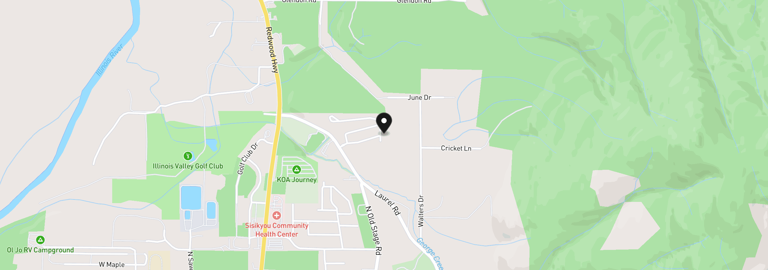 Map showing the location of 221 Cedar Ridge Dr, Cave Junction, OR 97523