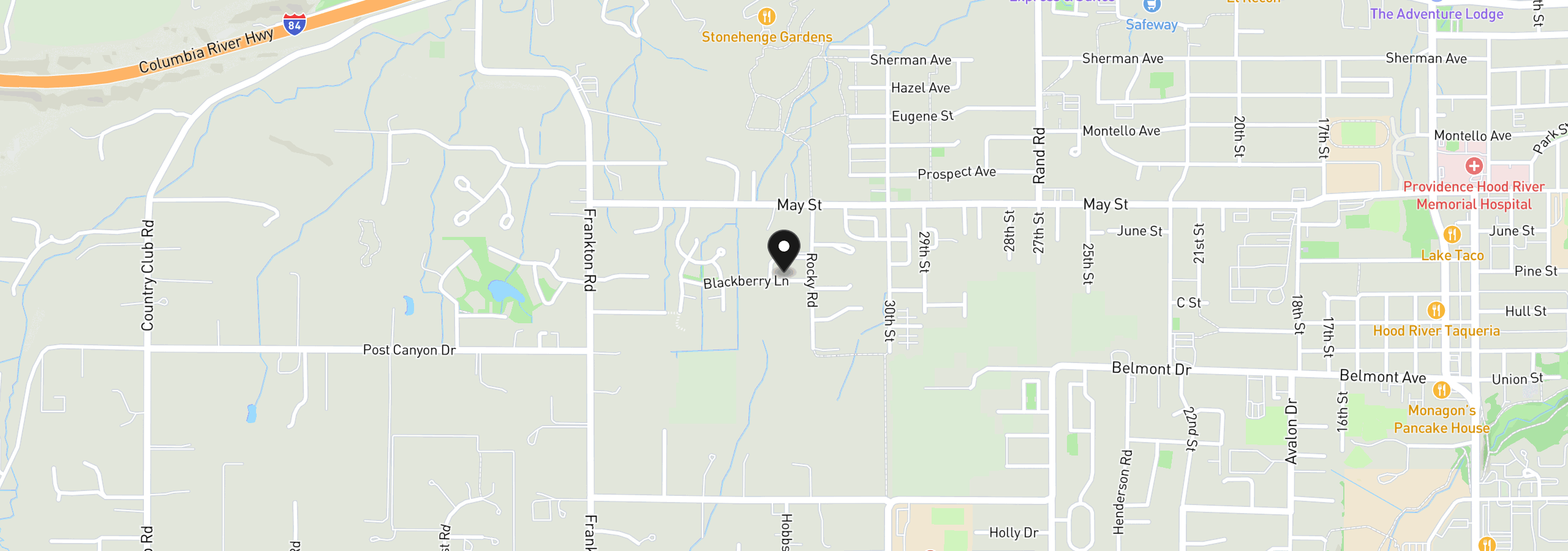 Map showing the location of 1112 Blackberry Dr, Hood River, OR 97031