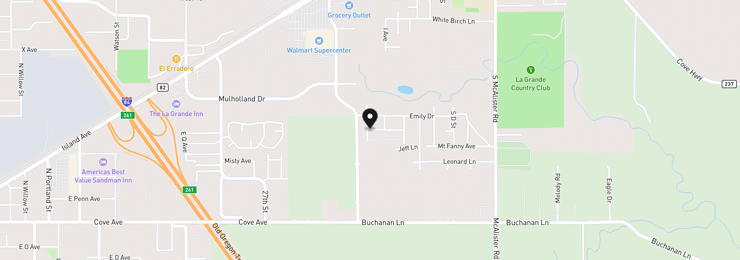 Map showing the location of 10807 Carrie Way, Island City, OR 97850