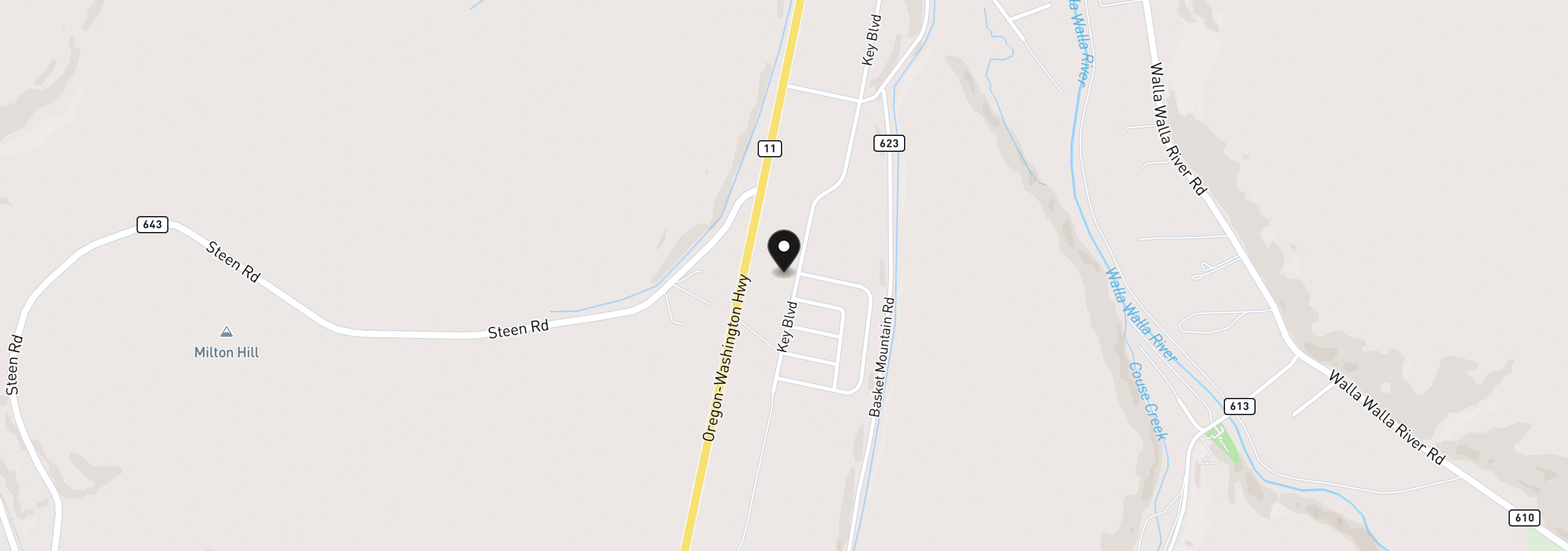 Map showing the location of 00 Key Blvd, Milton-Freewater, OR 97862