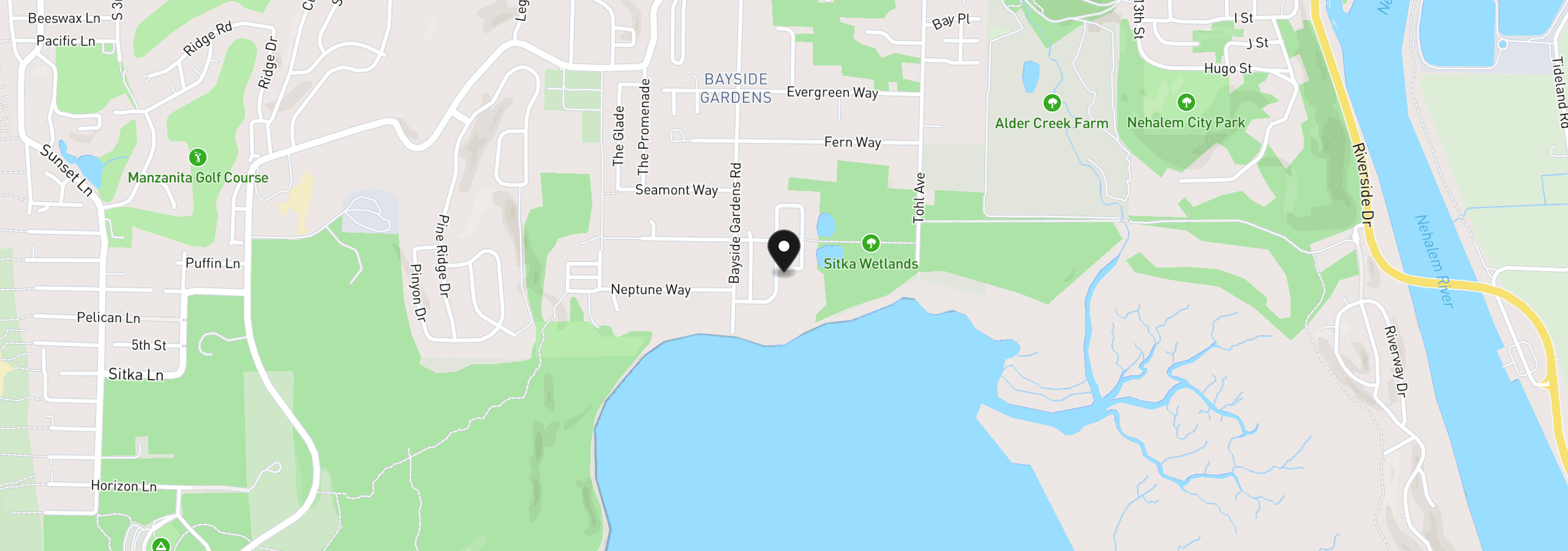 Map showing the location of 34015 Pintail Ave, Nehalem, OR 97131