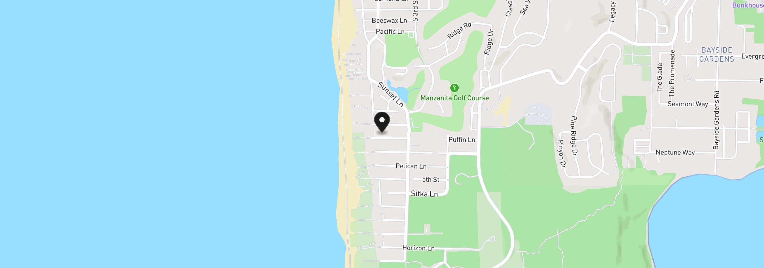 Map showing the location of 8790 Puffin Ln, Manzanita, OR 97130