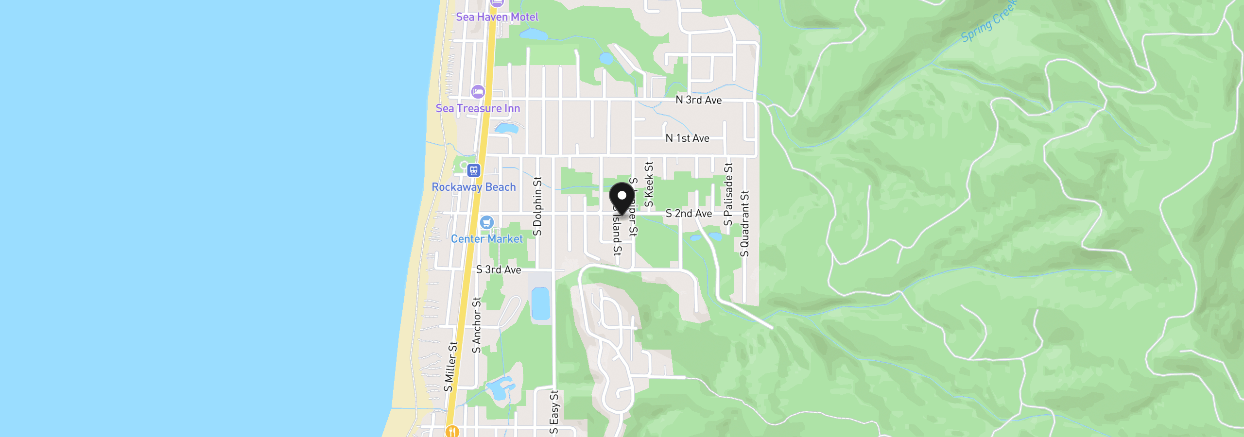 Map showing the location of 902 S 2nd Ave, Rockaway Beach, OR 97136