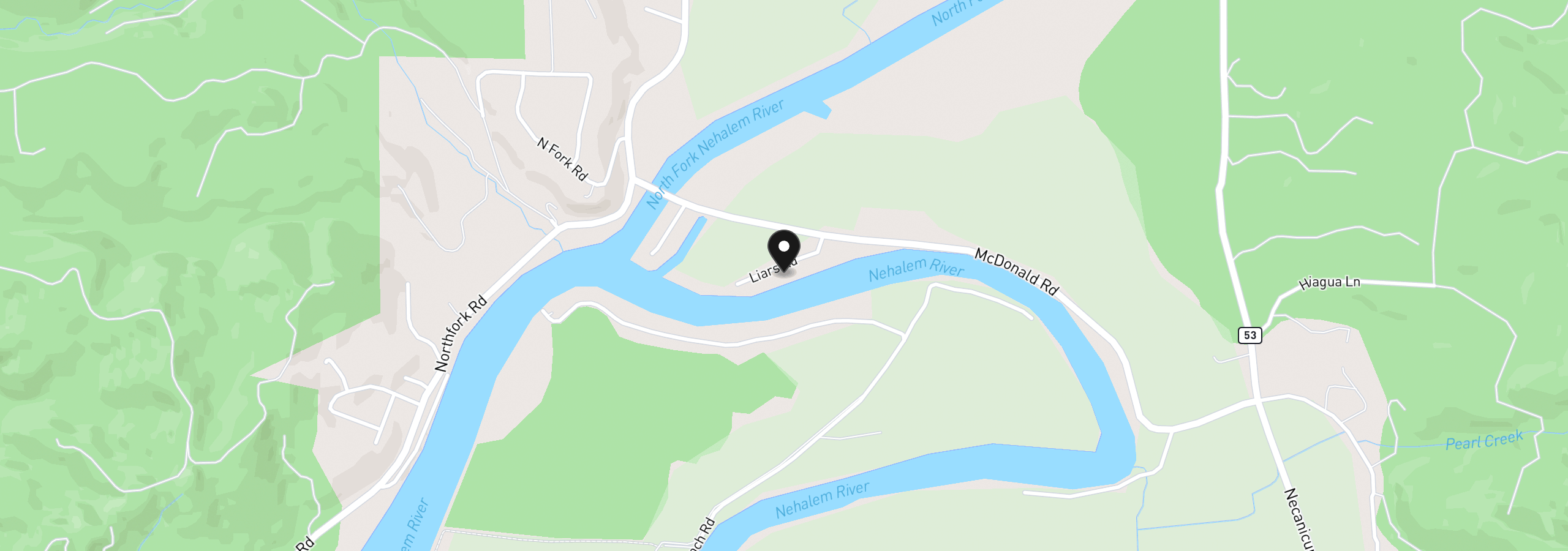 Map showing the location of 15585 Liars Lair, Nehalem, OR 97131