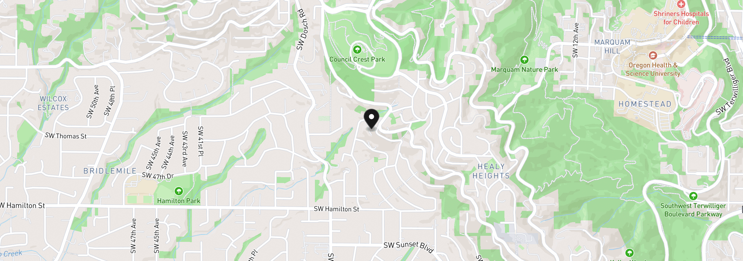 Map showing the location of SW Chesapeak Ave, Portland, OR 97239