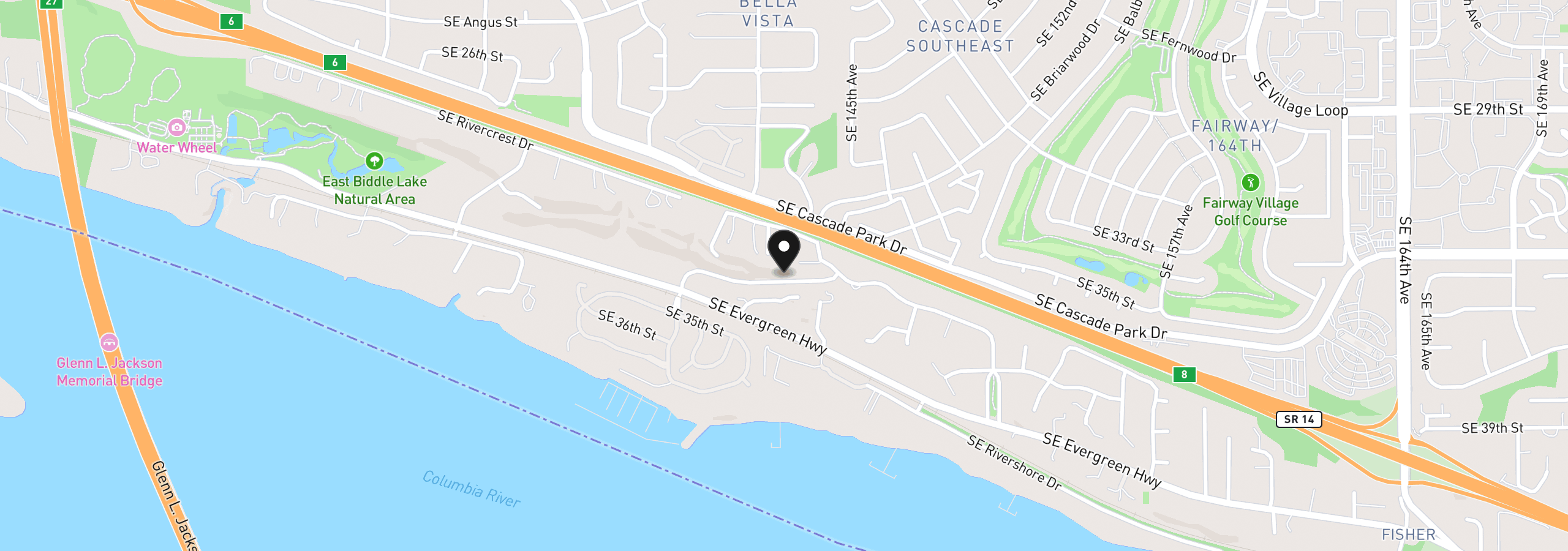 Map showing the location of 14215 SE Bella Vista Pl 5, Vancouver, Wa 98683