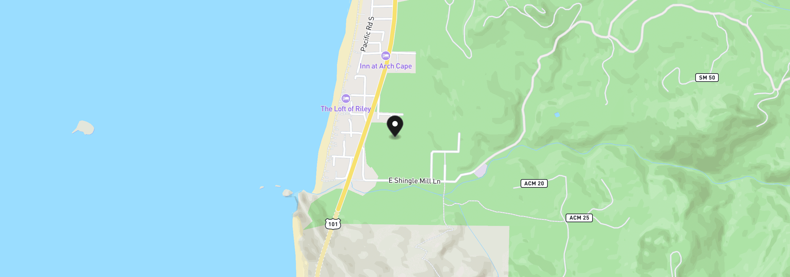 Map showing the location of Arch Cape Lane, Arch Cape, OR 97102