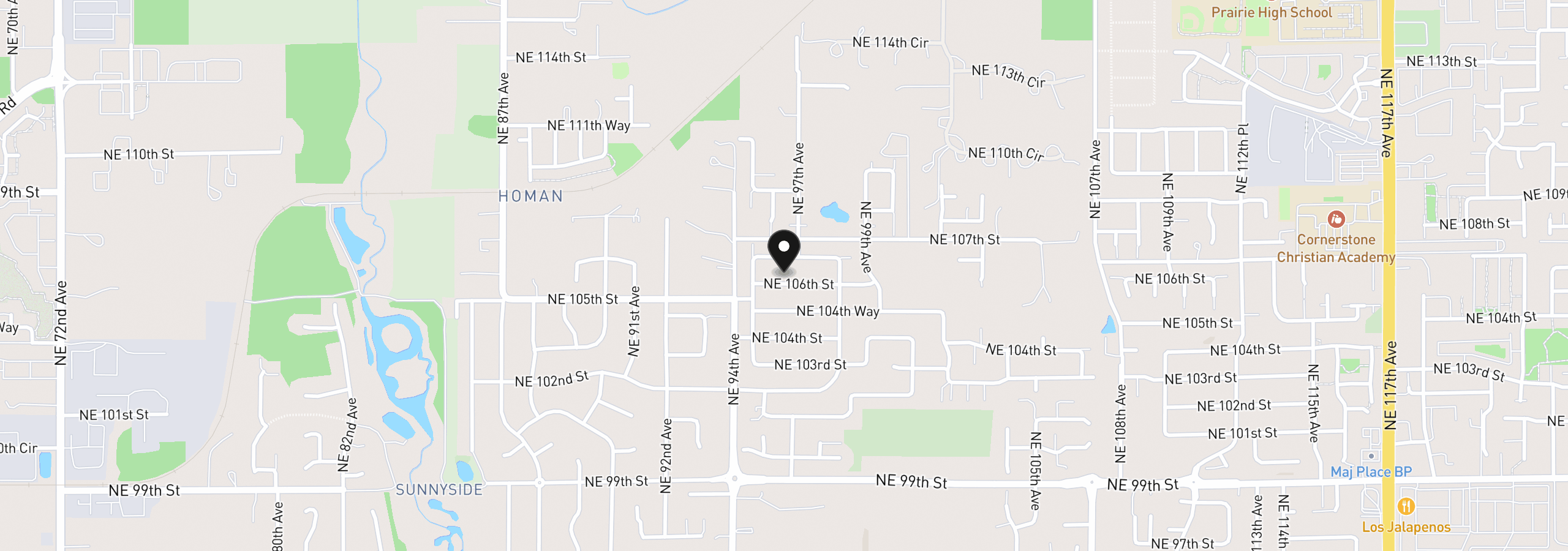 Map showing the location of 9604 NE 106th St, Vancouver, Wa 98662