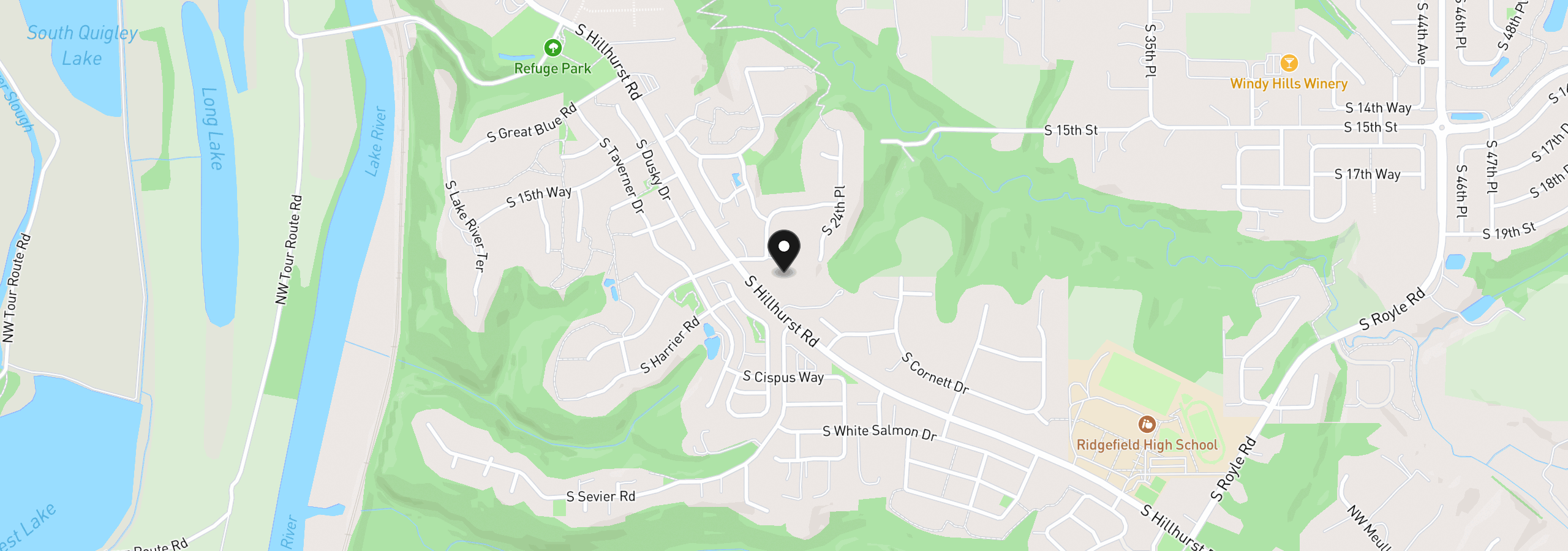 Map showing the location of 2201 S 19th Way, Ridgefield, Wa 98642