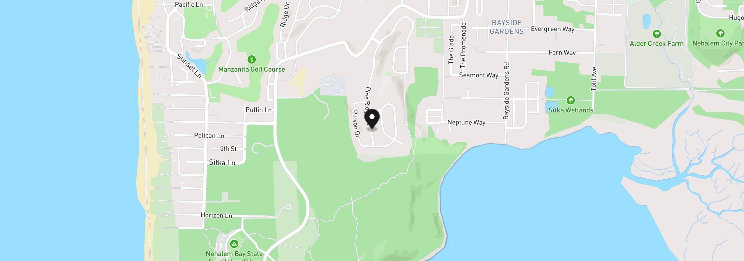 Map showing the location of Pine Ridge Dr 147, Manzanita, OR 97130