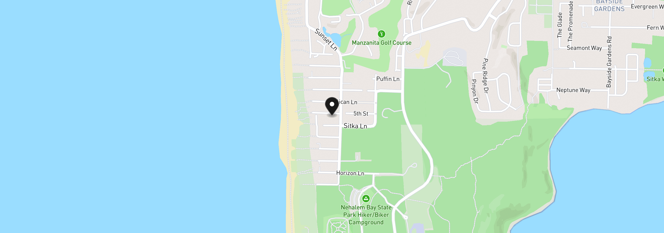 Map showing the location of 8955 Windward Ln, Manzanita, OR 97130