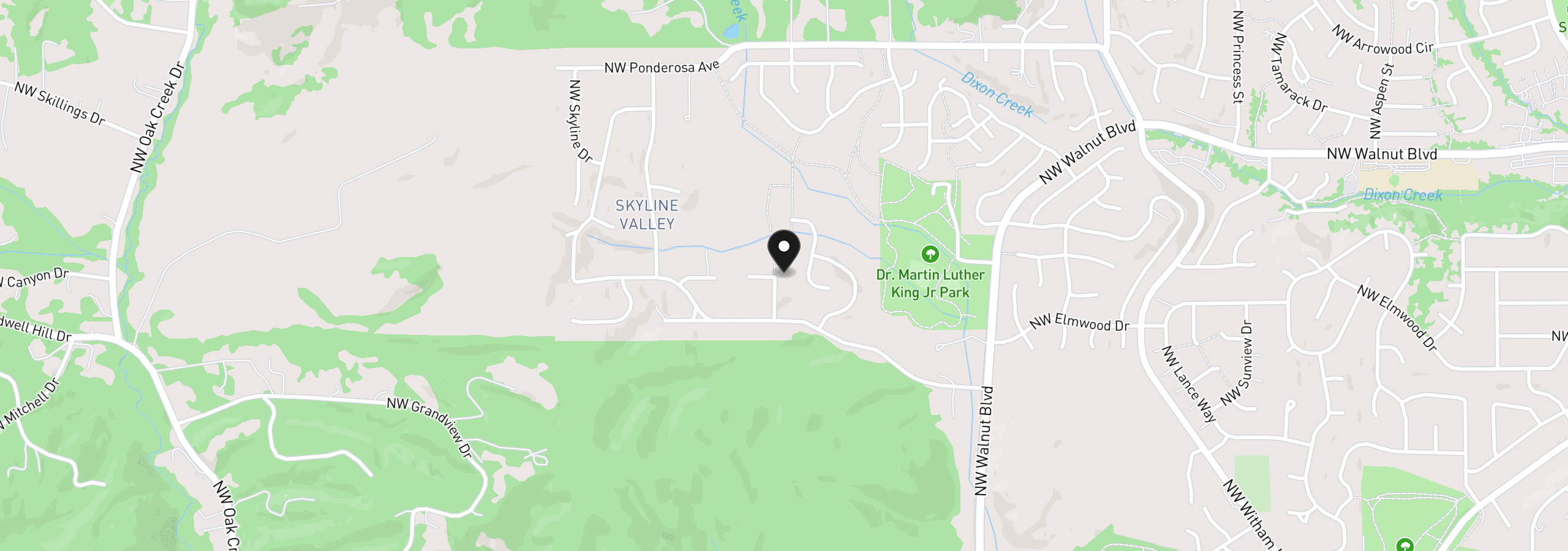 Map showing the location of 2655 NW Foothill Dr, Corvallis, OR 97330