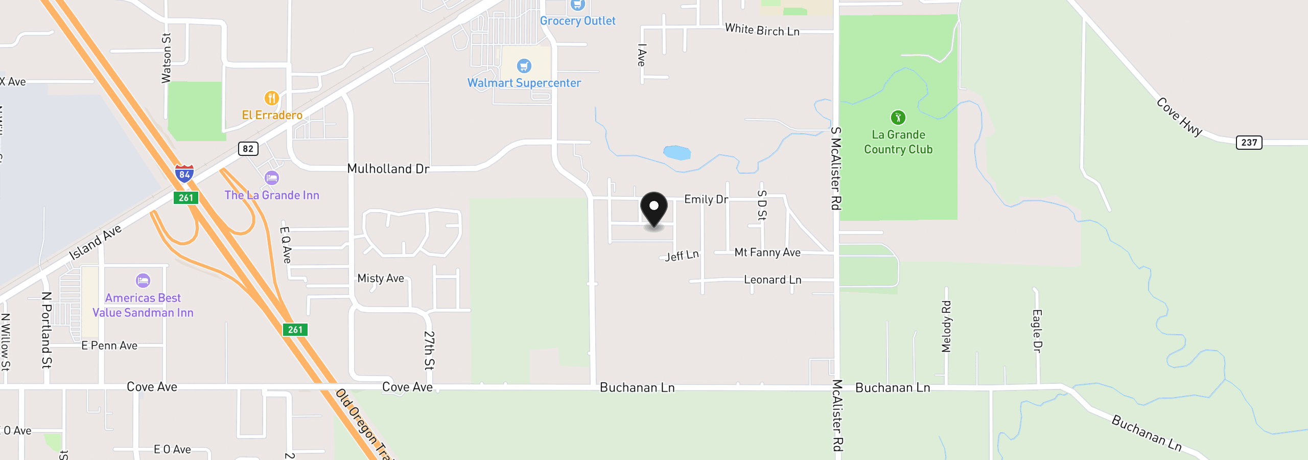 Map showing the location of 10605 Greg Ln, Island City, OR 97850