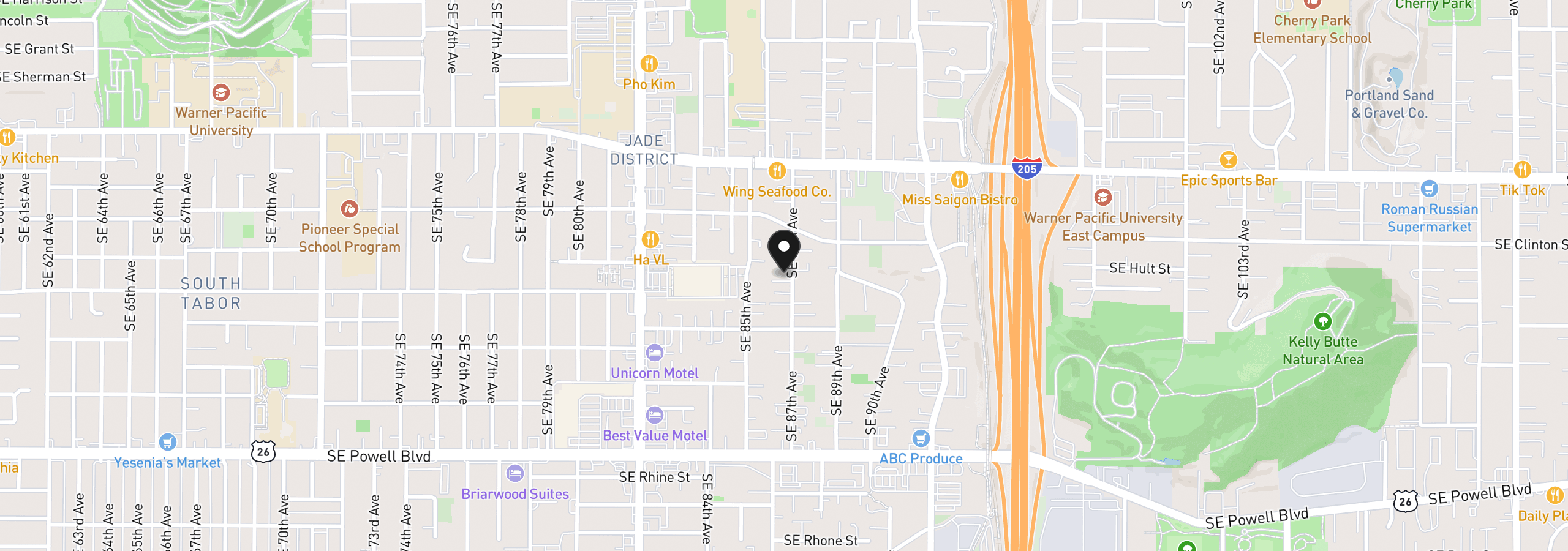 Map showing the location of 2803 SE 87th Ave, Portland, OR 97266