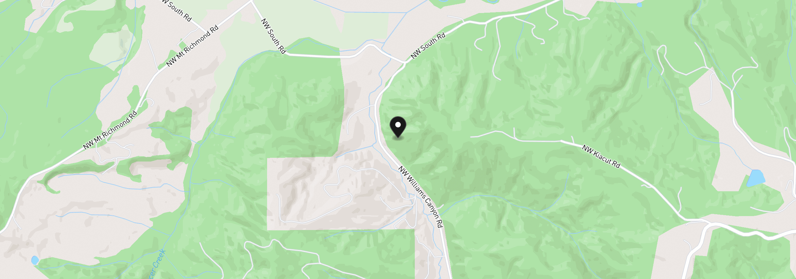 Map showing the location of NW Williams Canyon Rd, Gaston, OR 97119