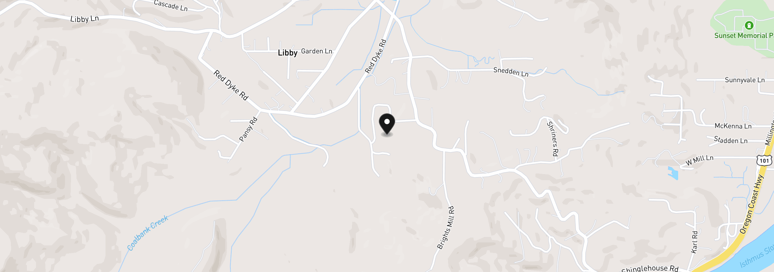 Map showing the location of 62967 Rosebud Dr, Coos Bay, OR 97420