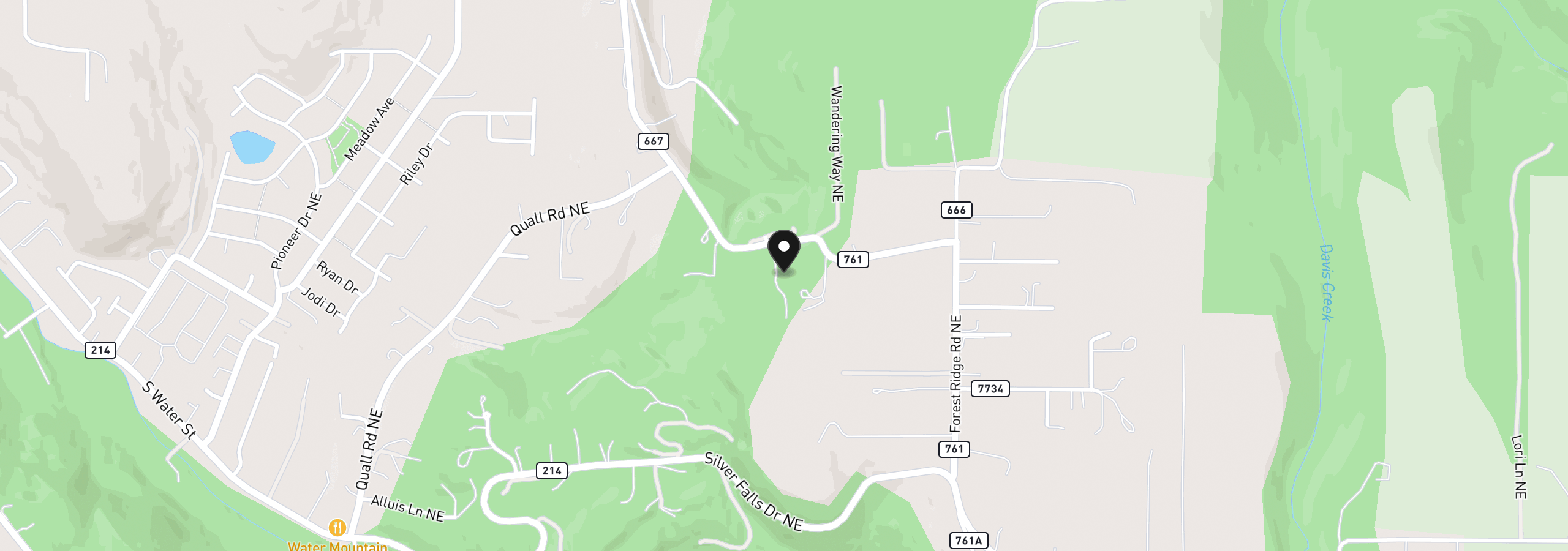 Map showing the location of 15540 Quall Rd, Silverton, OR 97381