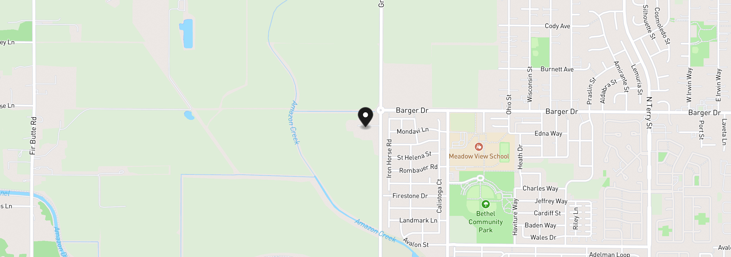 Map showing the location of Greenhill Rd, Eugene, OR 97402