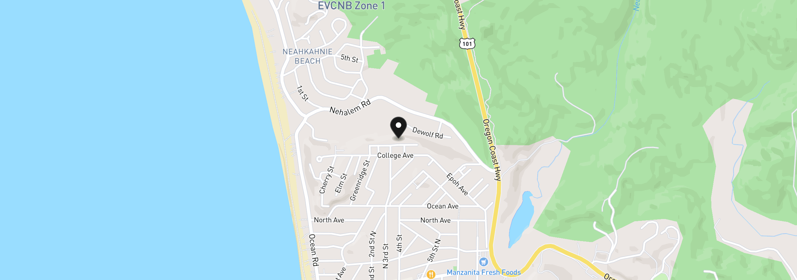 Map showing the location of 355 University Ave, Manzanita, OR 97130