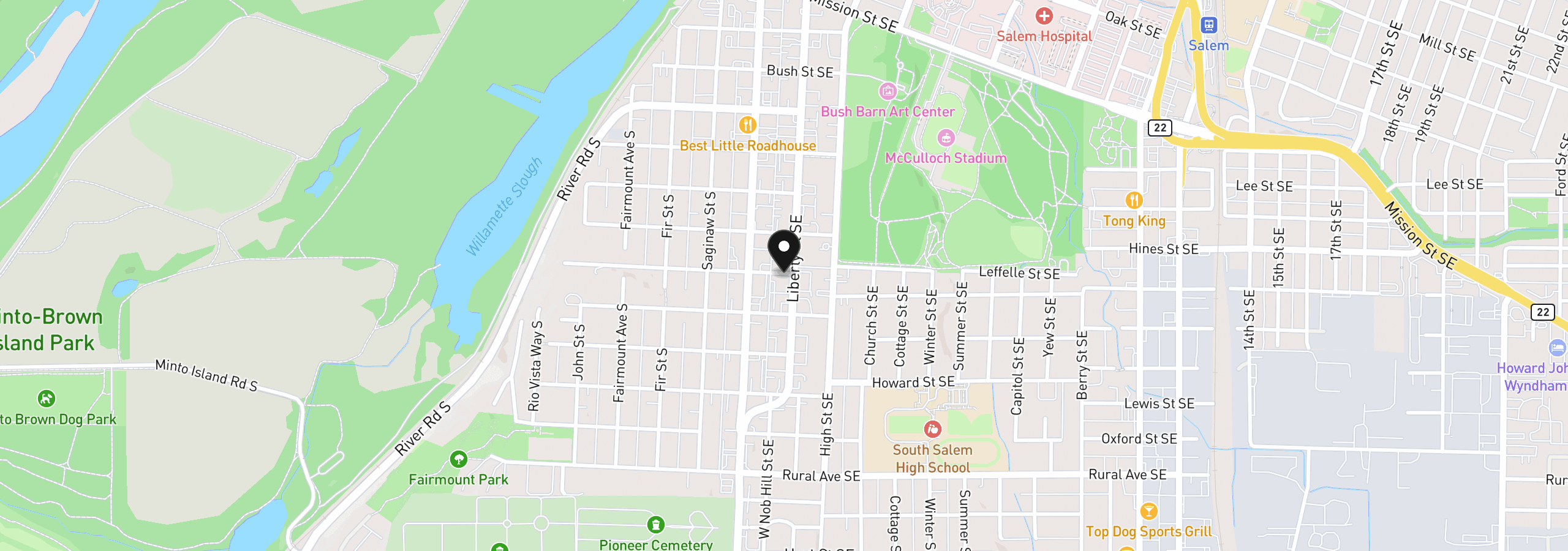 Map showing the location of 460 Leffelle St, Salem, OR 97301