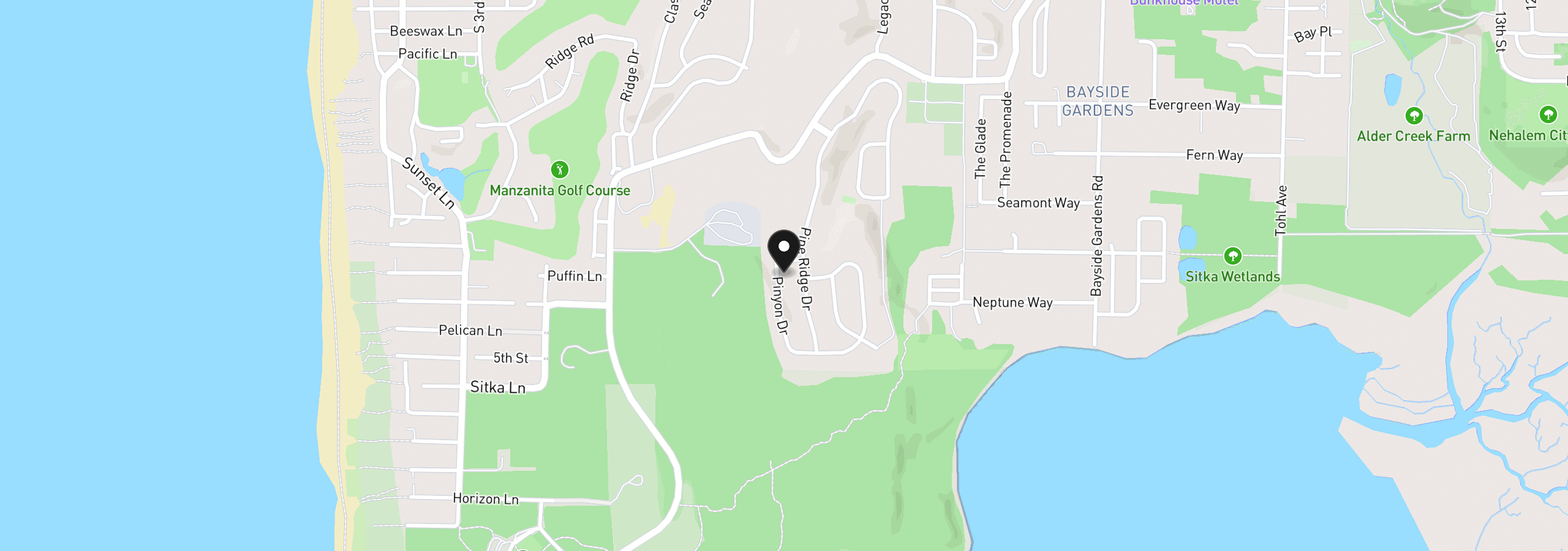 Map showing the location of Lot 100 Pinyon Dr, Manzanita, OR 97130